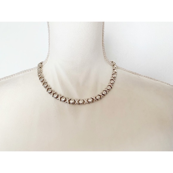 Sterling Silver .925 Heart and X Necklace - Picture 1 of 5
